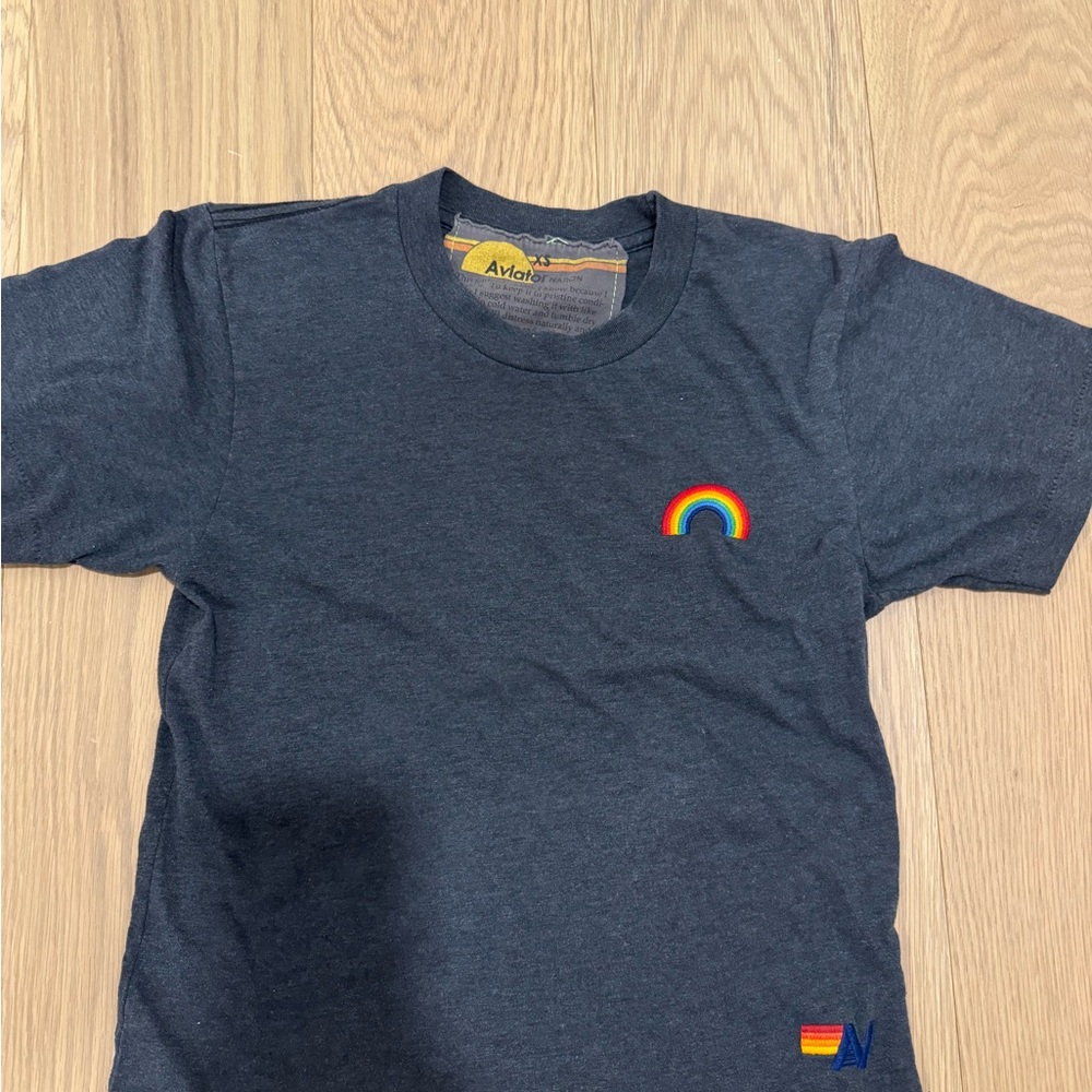 Aviator Charcoal  Tee with Rainbow Accent